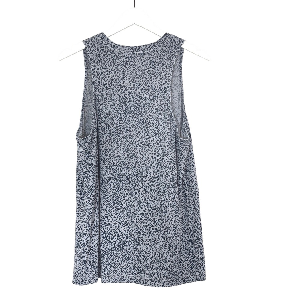 Stateside Blue/Grey Leopard Print Supima Cotton Tank Top Women's Large USA Made